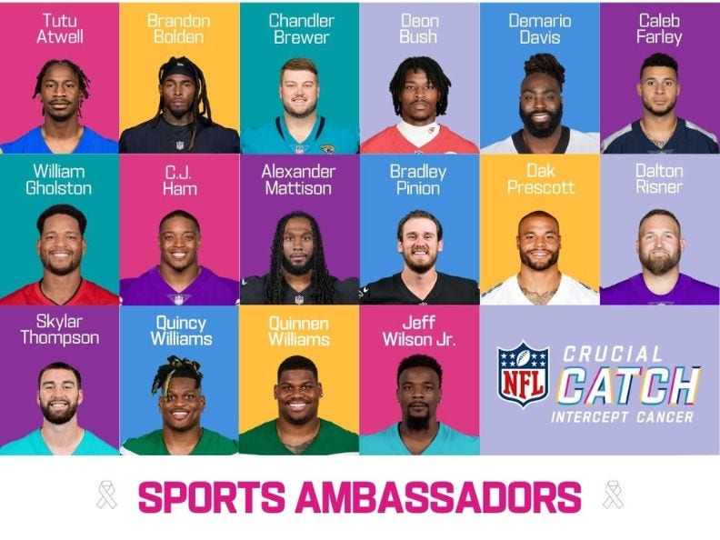 NFL Crucial Catch Player Ambassadors Headshots Graphic