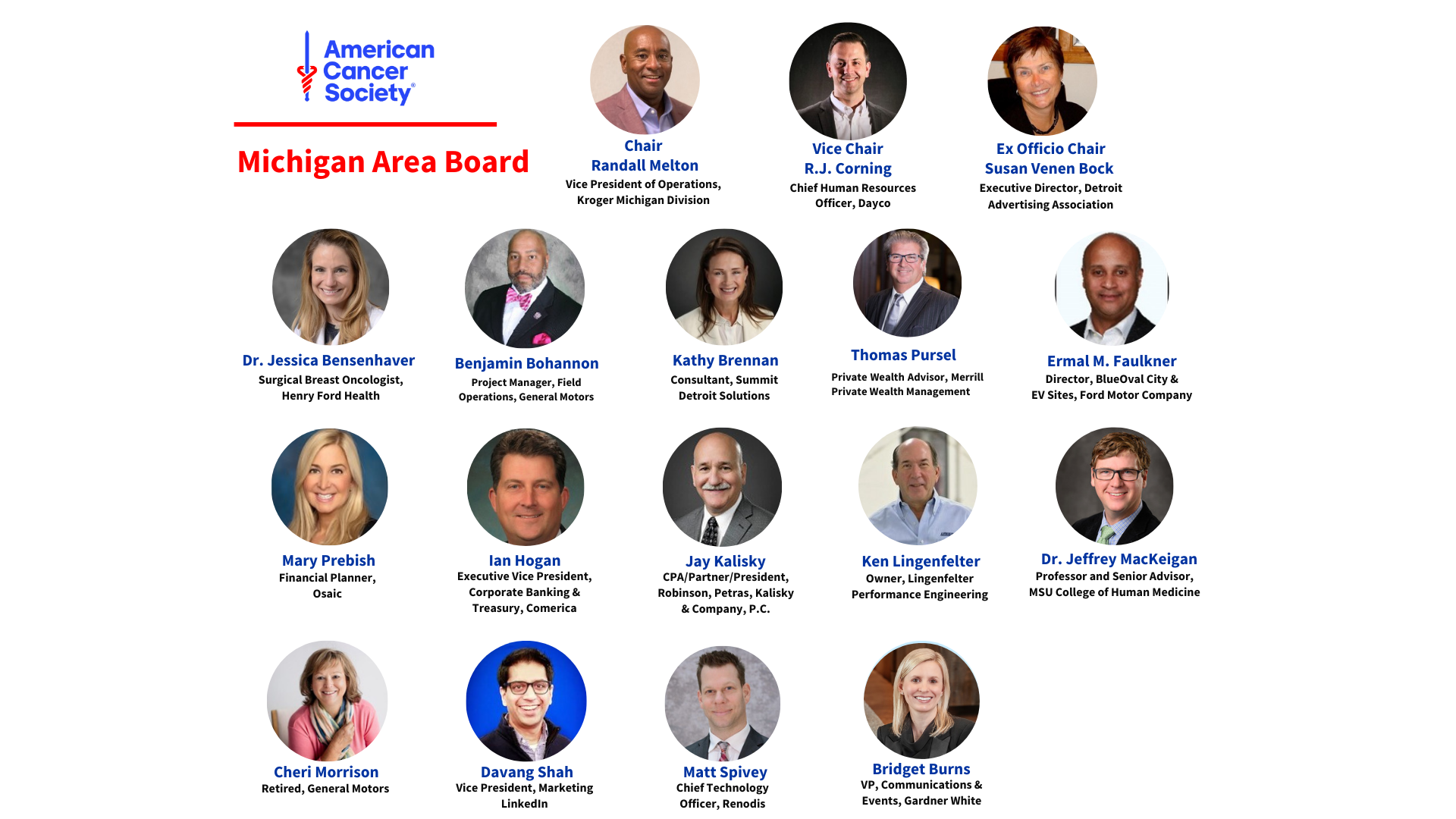 Photos of Michigan Area Board Members 