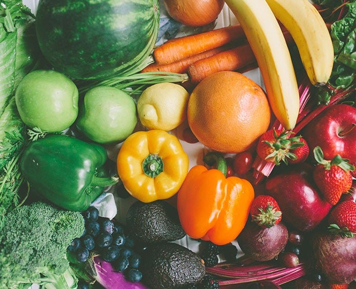 various fruits and vegetables