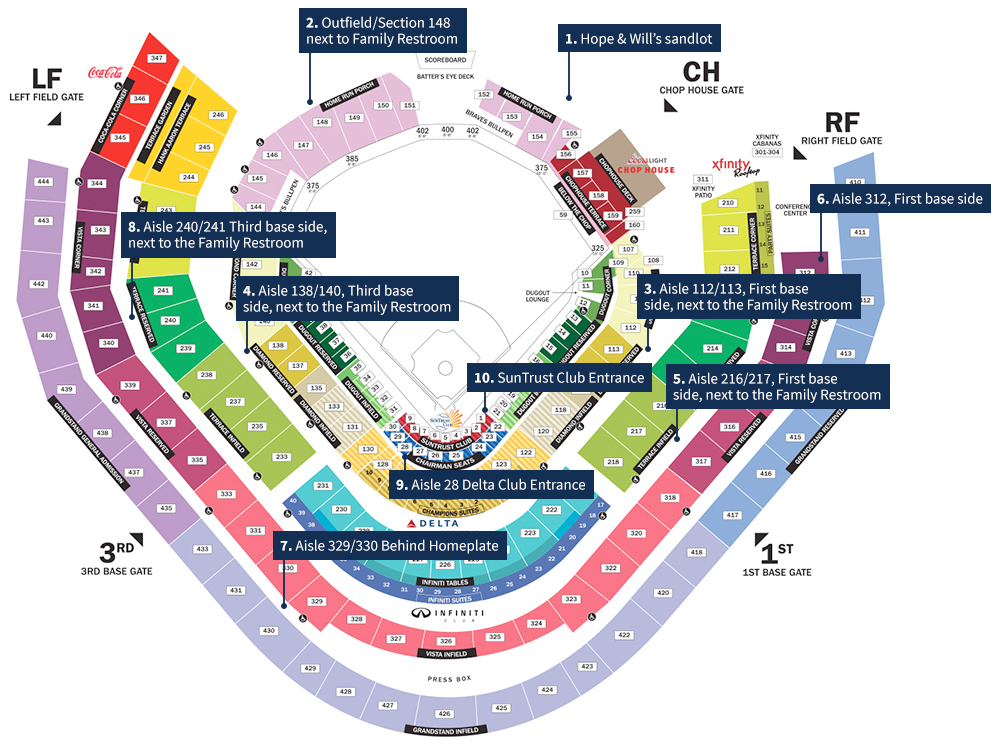 SunTrust Park map: Seating chart, gates and entrances  Suntrust park,  Baseball park, Atlanta braves stadium